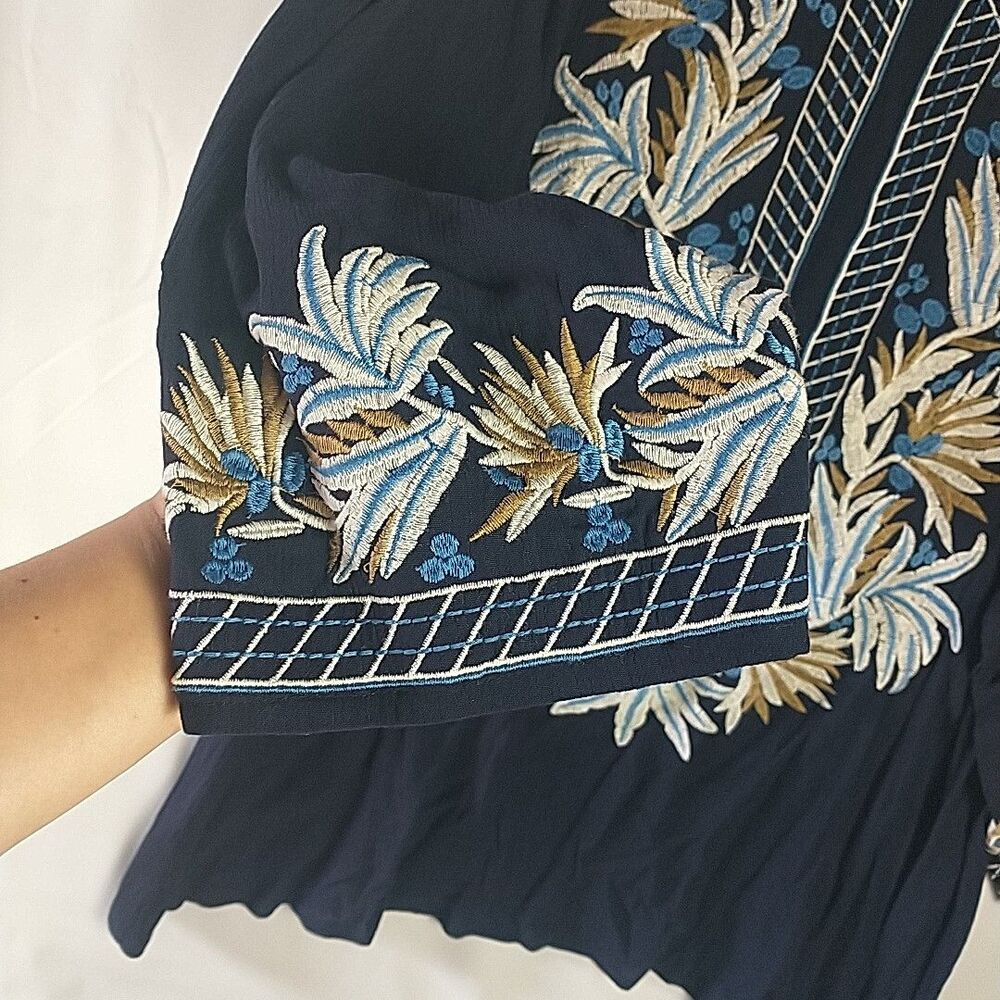 Cute Options Womens Size 2XL Floral Embroidered Tunic Beach Cover Up - Picture 4 of 11